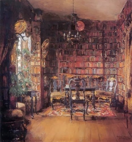 Arte del siglo XIX. "Biblioteca"  de la pintora noruega Harriet Backer.