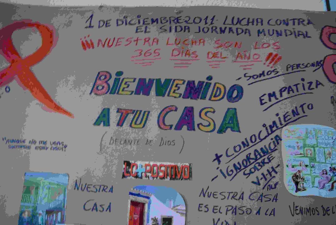 Mural realizado en la Casa de Acogida Véritas con motivo del Día Mundial del Sida. 