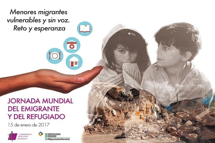 Cartel de la Jornada Mundial del emigrante y refugiado 2017. 