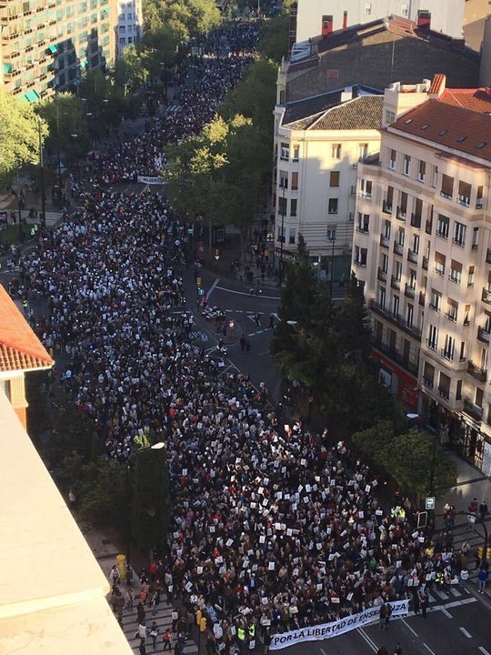 Imagen de la manifestación en Zaragoza. 