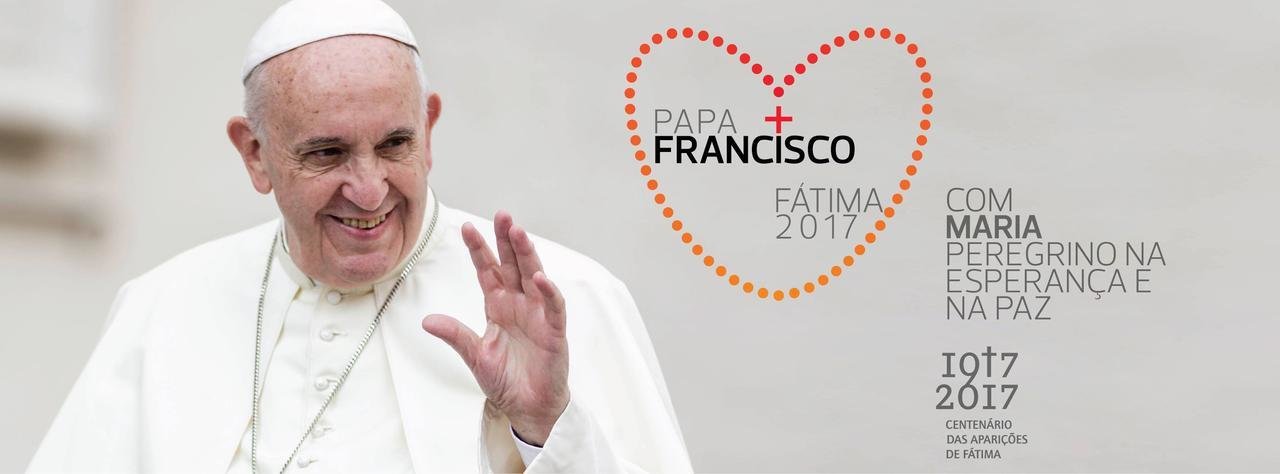 Cartel de la visita del Papa Francisco a Fátima. 