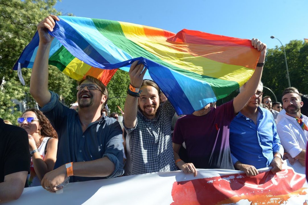 Pablo Iglesias en las manifestación del word pride 2017. 