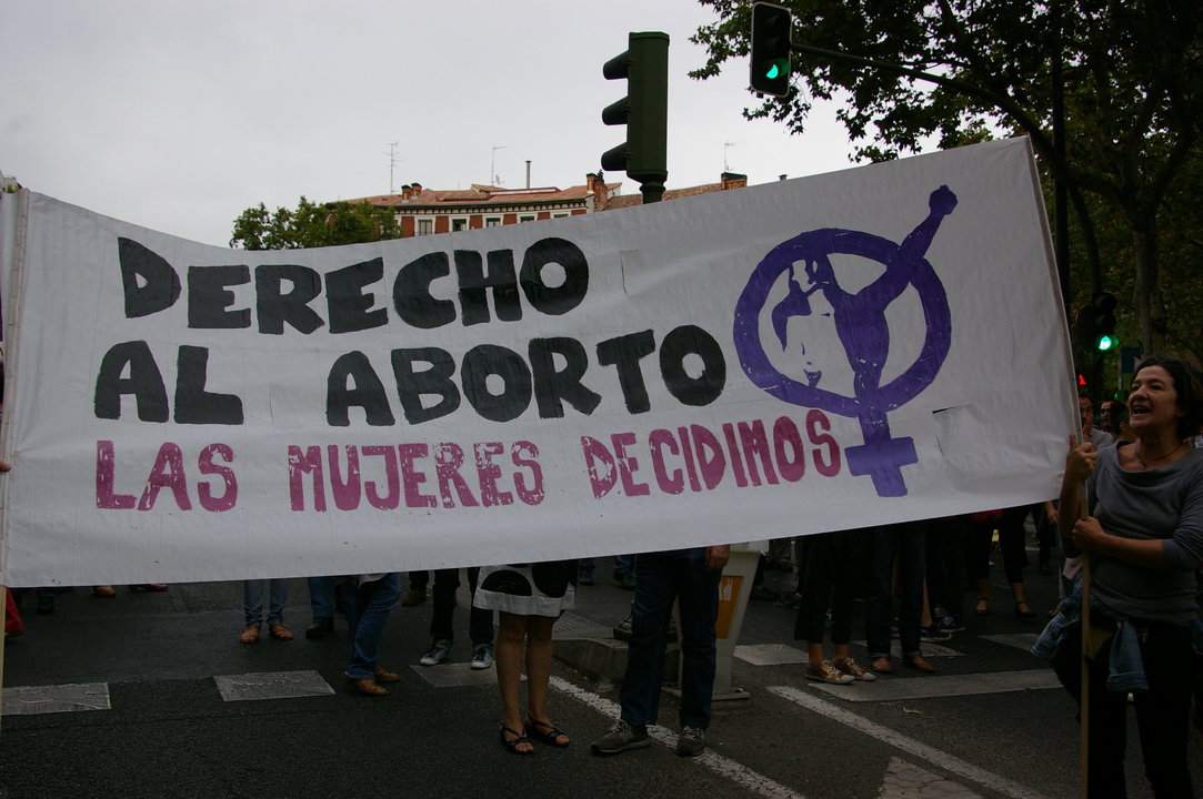 Manifestación a favor del aborto en Madrid.