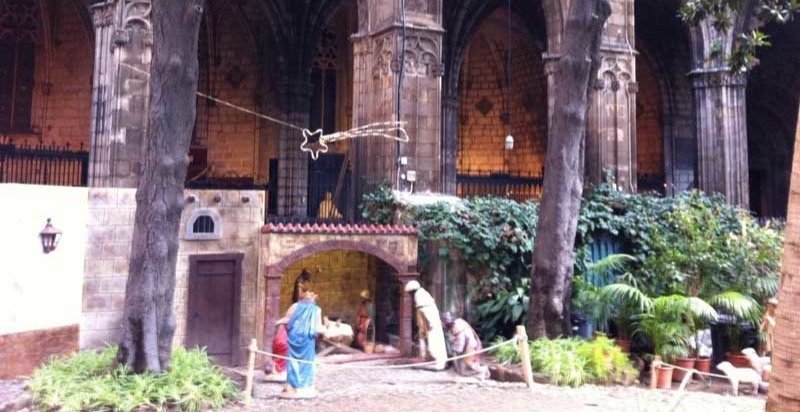 Belén del claustro de la Catedral de Barcelona.