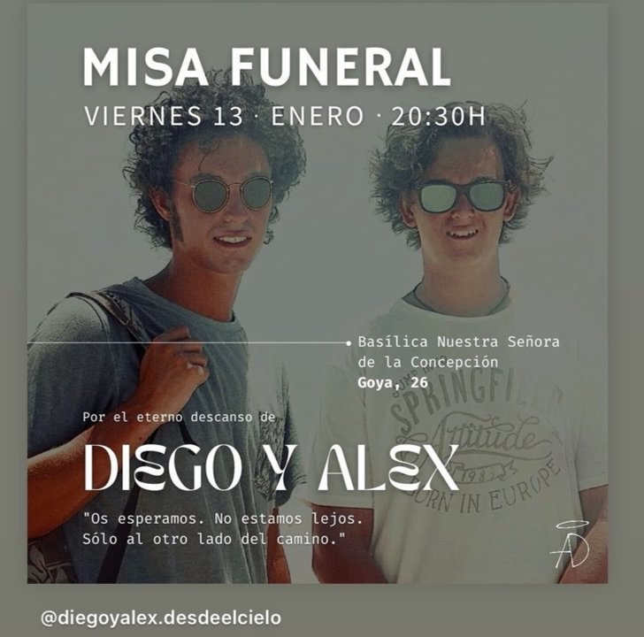 Cartel del funeral de Diego y Alex.
