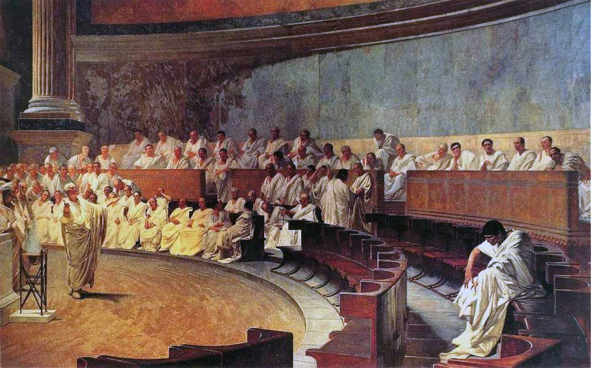 Cesare Maccari. Cicerón denunciando a Catilina.