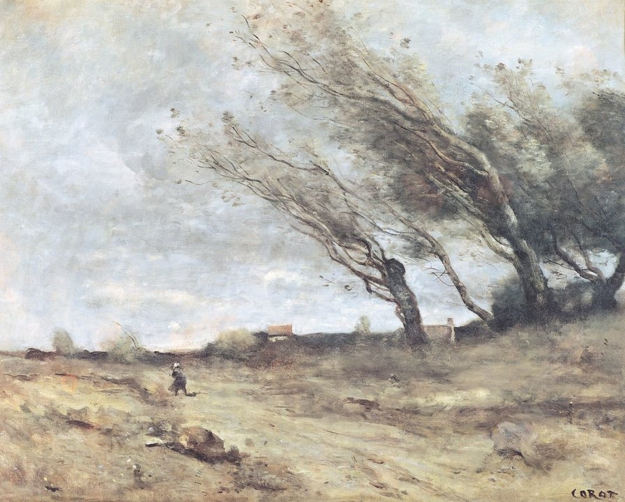 Jean Baptiste Camille Corot - The Gust of Wind c1865-70 - (MeisterDrucke-83915).
