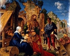 Adoración de los Magos. Obra de Alberto Durero (1504). En la Galeria Ufizi, Florencia 