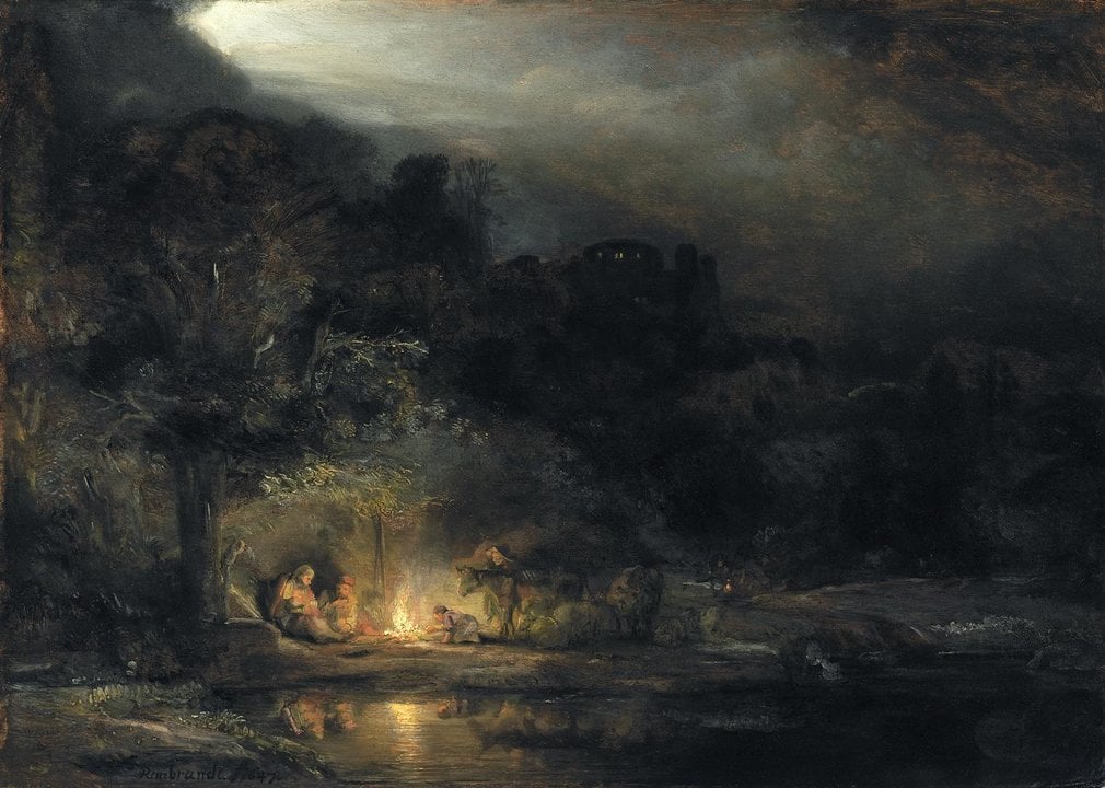 "Descanso en la huida a Egipto" Rembrandt (1647).