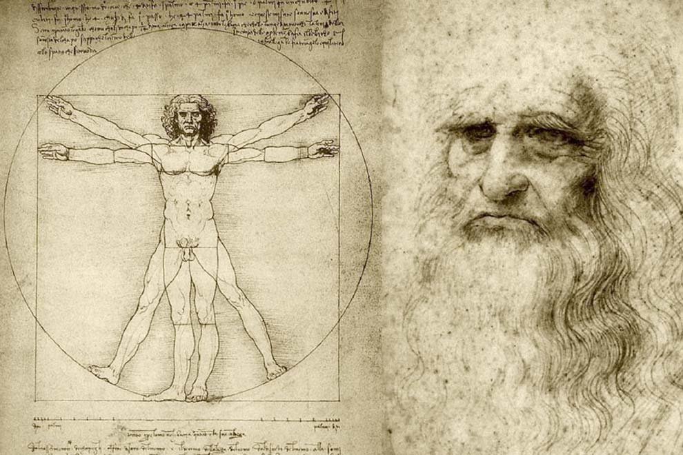 Hombre de Vitruvio, Leonardo da Vinci.
