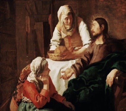 Cristo en casa de Marta y María.       Johannes Veermer (1654-56) Edimburgo. National Gallery of Scotland.