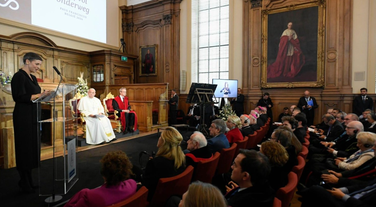 El Papa en la Universidad Católica de Lovaina, Bélgica.