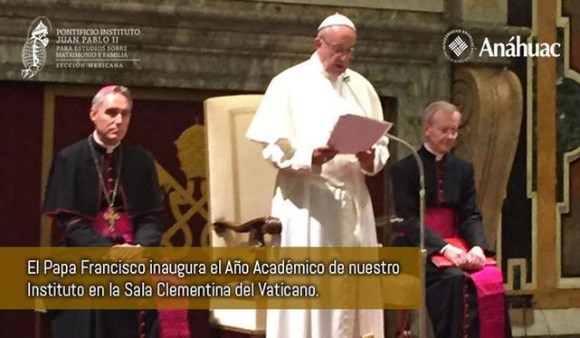 El Papa Francisco en la inauguración del Año académico del Instituto Pontificio Juan Pablo II. 