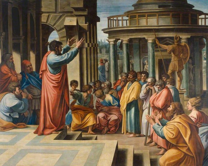 San Pablo predicando en Atenas. Óleo de Rafael (a. 1515)