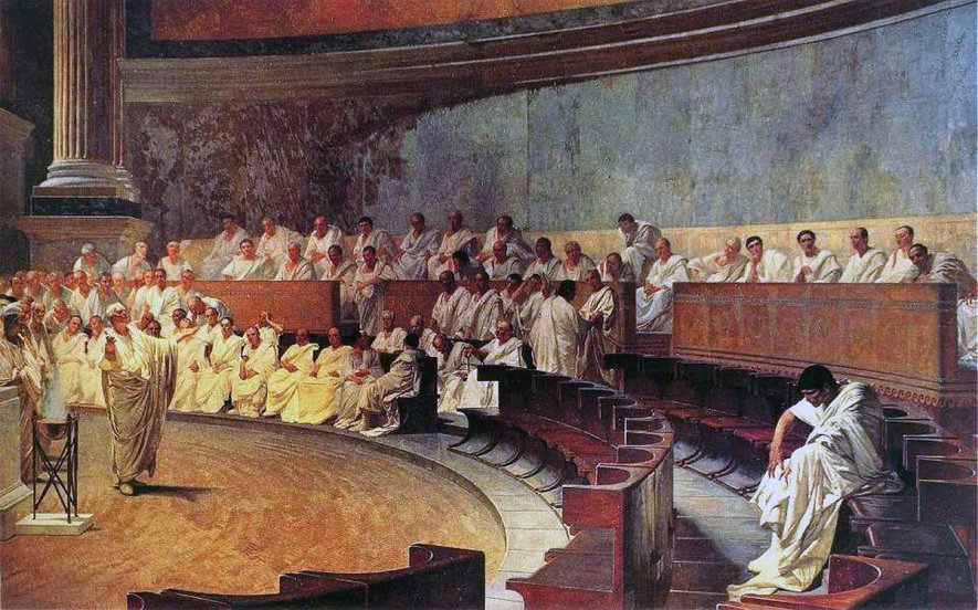 Cesare Maccari. Cicerón denunciando a Catilina.
