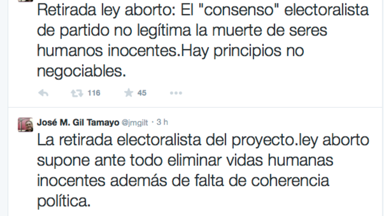 Tweets de Jose María Gil Tamayo, portavoz de la Conferencia Episcopal