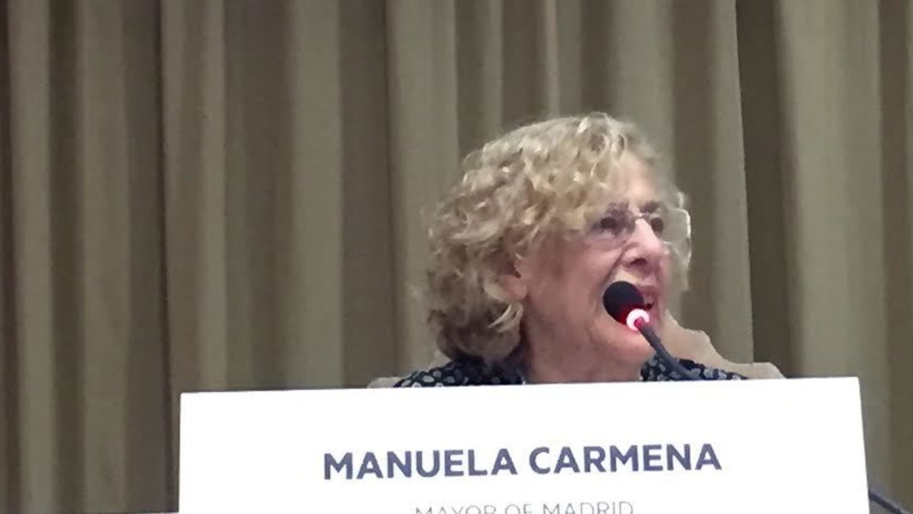 Manuela Carmena en su discurso en el Vaticano. 