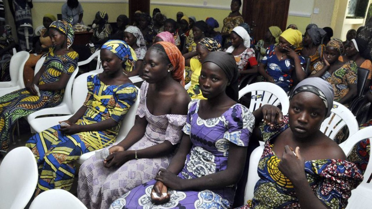 Niñas liberadas del secuestro de Boko Haram. 