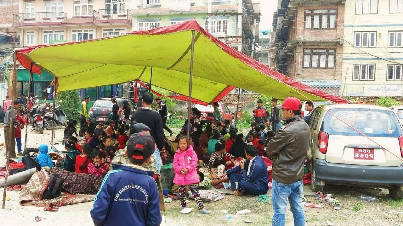 Refugiados del terremoto de Nepal.