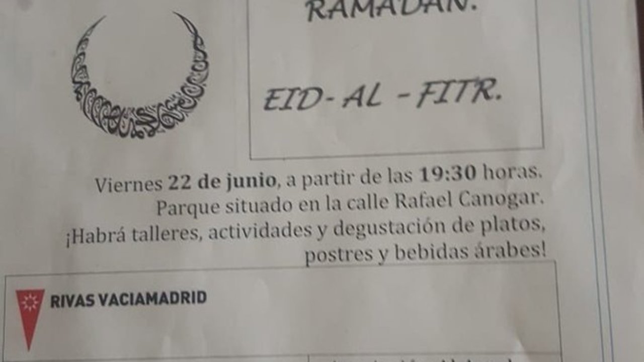 Cartel fiesta de Ramadán en Rivas Vaciamadrid. 