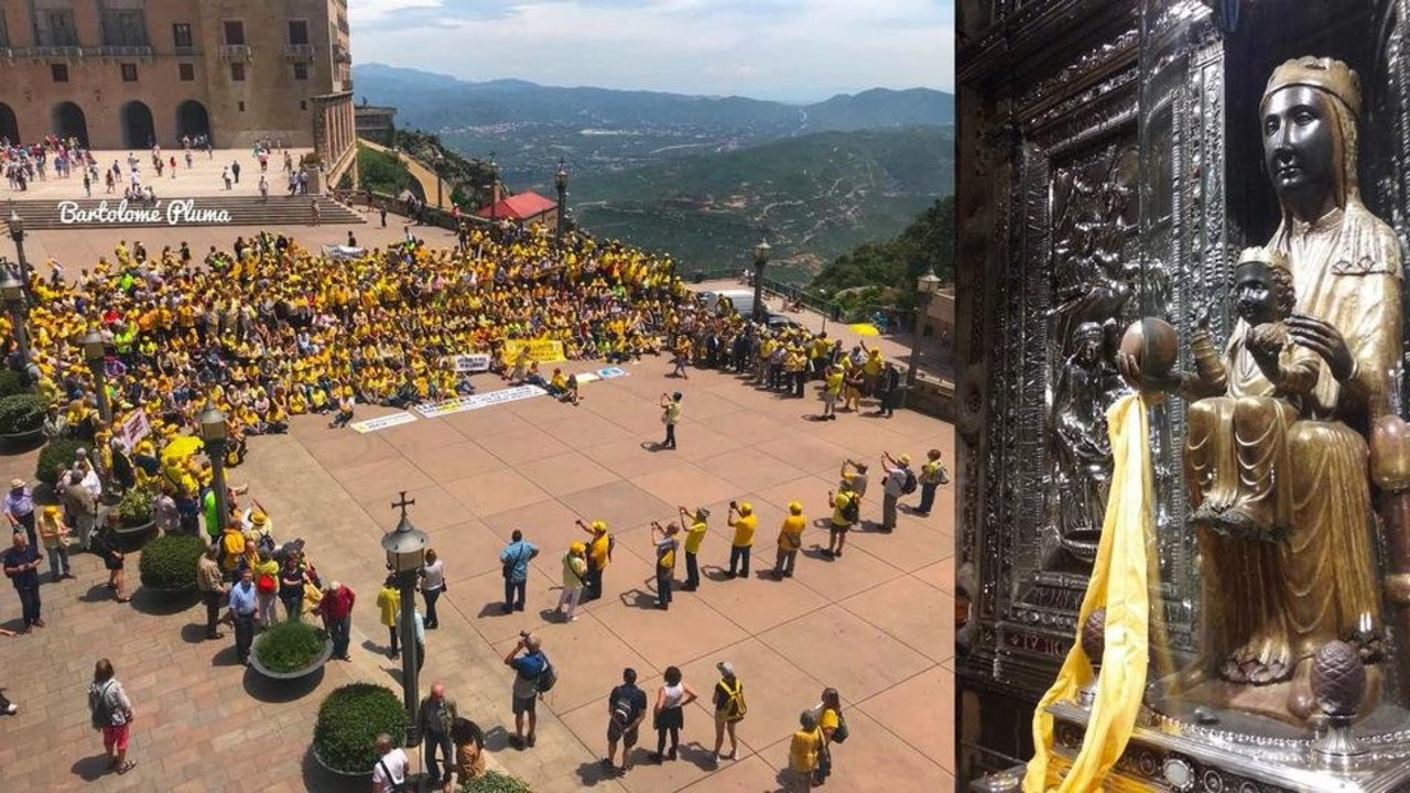 Un lazo amarillo en la Virgen de Montserrat
