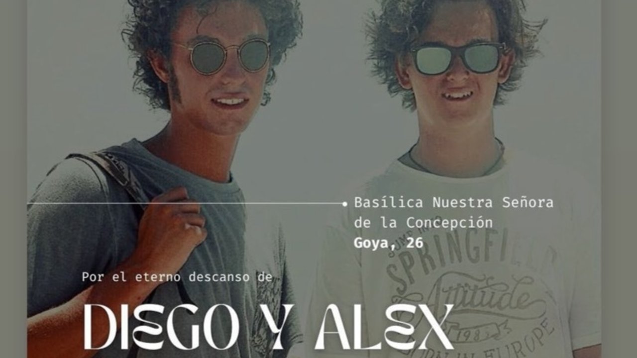 Cartel del funeral de Diego y Alex.