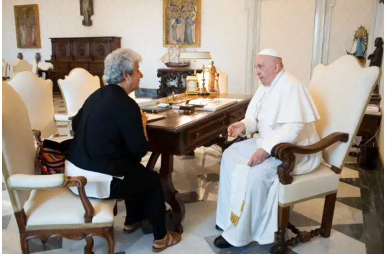 La teóloga María Campatelli se reúne con el Papa Francisco. | Crédito: Vatican Media